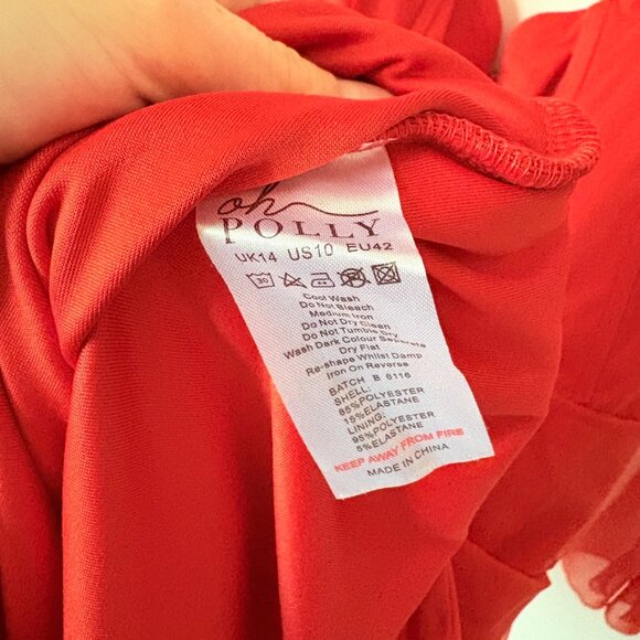 Oh Polly Nirvana Long Sleeved Ruched Mini Dress NWT Red Size 10 - Picture 9 of 9